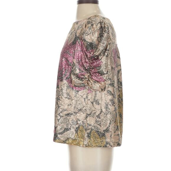 Anthropologie Marie Floral Sequin Puff Sleeve Sequined Dress Top Womens Sz 4 NWT - Picture 5 of 8